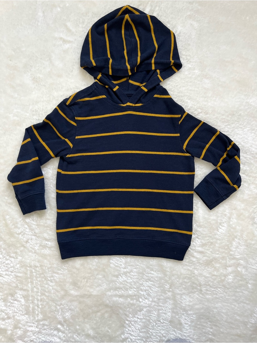 Boy’s Navy & Gold Striped Hooded Sweater